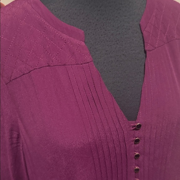 Maeve (Anthropologie) Galina plum tuxedo pleat (front & back) drop waist midi. M - Picture 5 of 10